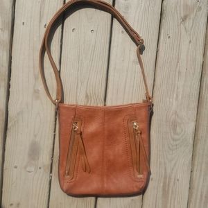 Brown leather satchel crossbody